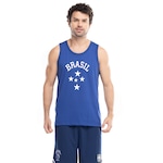 Camiseta Regata Masculina CBB Retrô Basquete Brasil AZUL ESCURO