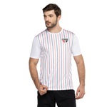 Camiseta do São Paulo Masculina Fardamento Listrada Dry BRANCO