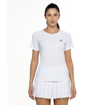 Camiseta Feminina ASICS Manga Curta Racket Branco/Rosa Esc