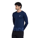 Camiseta Masculina ASICS Manga Longa Leve com Proteção UV AZUL ESCURO