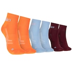 Kit 3 Pares de Meias ASICS Cano Baixo Quarter Tamanho 34-38 Adulto VINHO/LARANJA