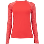 Camiseta de Natação Feminina Oxer Manga Longa Estampada Proteção UV 50+ Coral