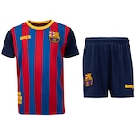 Kit Fardamento do Barcelona Infantil Camiseta + Calção AZUL ESC/VERMELHO