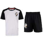 Kit Fardamento do Vasco Infantil Camiseta + Calção BRANCO/PRETO