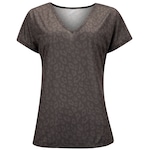 Camiseta Feminina Oxer Manga Curta Sem Cava Decote V Print PRETO