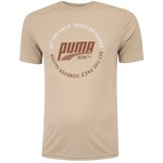 Camiseta Masculina Puma Manga Curta Graphic Run Emblem Tee BEGE