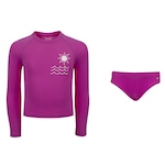 Conjunto Infantil Oxer Camiseta Manga Longa + Sunkini com Proteção UV Menina ROSA