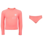 Conjunto Infantil Oxer Camiseta Manga Longa + Sunkini com Proteção UV Menina Coral