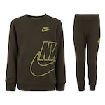 Conjunto de Agasalho Infantil Nike Sportswear FT Icon Crew Set VERDE ESCURO