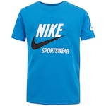 Camiseta Infantil Nike Manga Curta Retrô Sportswear SS AZUL