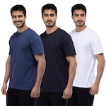 Kit de Camisetas Masculina Oxer Antiodor 3 Unidades PRETO/AZUL ESC