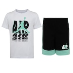 Conjunto Jordan Nike Infantil Camiseta + Bermuda Galaxy FT BRANCO/PRETO