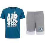 Conjunto Jordan Nike Infantil Camiseta + Bermuda Galaxy FT AZUL/CINZA