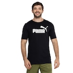 Camiseta Masculina Puma Manga Curta ESS Tee Logo PRETO