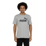 Camiseta Masculina Puma Manga Curta ESS Tee Logo CINZA/PRETO