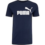 Camiseta Masculina Puma Manga Curta ESS Tee Logo AZUL ESC/BRANCO