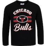 Camiseta do Chicago Bulls Infantil NBA Manga Longa Placement N0324 PRETO