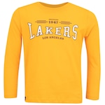 Camiseta do Los Angeles Lakers Infantil NBA Manga Longa Placement N0325 LARANJA