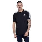 Camiseta Masculina adidas Manga Curta 3 Stripes PRETO/BRANCO