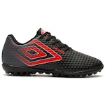 Chuteira Society Umbro Warskin Júnior PRETO/VERMELHO