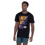 Camiseta do Los Angeles Lakers Masculina NBA Manga Curta ColorFul PRETO