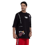 Camiseta do Miami Heat NBA Masculina D Construct N0255 PRETO