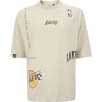 Camiseta do Los Angeles Lakers Masculina NBA Manga Manga Curta Construct N025 BEGE