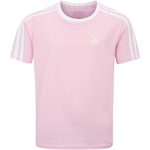 Camiseta Infantil adidas Manga Curta 3 Stripes ROSA CLA/BRANCO