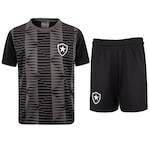 Kit de Uniforme do Botafogo Infantil Braziline Mini Craque Camiseta + Calção PRETO