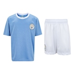 Kit de Uniforme do Manchester City Braziline Infantil Mini Craque Camiseta + Calção BRANCO