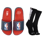 Chinelo Rider do Chicago Bulls NBA Jam II Slide + Meia Cano Alto Adulto AZUL/VERMELHO