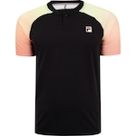 Camiseta Masculina Fila Manga Curta Classic PRETO/LARANJA