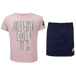 Conjunto Infantil Nike Happy Campr MSH Camiseta + Bermuda ROSA CLARO