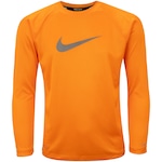 Camiseta Infantil Nike Manga Longa Heather Sleeve Hydrogua Proteção UV LARANJA