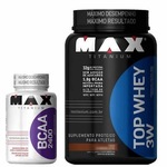 Top Whey 3W Max Titanium - Morango - 900g + BCAA 2400 - 100 Cápsulas Nao Se Aplica