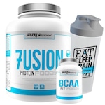 Kit Whey Protein BRN Foods 2kg Morango + BCAA 100g + Coqueteleira Nao Se Aplica