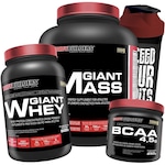 Kit Giant Mass Bodybuilders - Morango - 3Kg + Giant Whey - 900g + BCAA 4.5g - Uva - 250g + Coqueteleira Nao Se Aplica