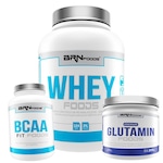 Kit Whey Protein BRN Foods 900g Baunilha + BCAA 100g + Glutamina 250g Nao Se Aplica