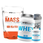 Size Mass BRN Foods - 3Kg + Whey Protein - Baunilha - 900g + Creatina - 100g + Coqueteleira Nao Se Aplica