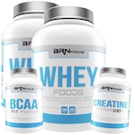 Kit 2x Whey Protein BRN Foods Baunilha - 900g + BCAA 100g + Creatina 100g Nao Se Aplica