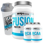 Kit Whey Protein BRN Foods 900g Baunilha + 2x BCAA 100g + Coqueteleira Nao Se Aplica