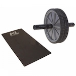 Kit Roda Abdominal Exercicios Lombar Colchonete Eva 20 mm PRETO