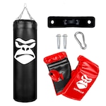 Kit Gorilla:  Saco de Pancada Profissional - 100 cm + Luvas + Suporte VERMELHO