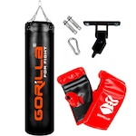 Kit Gorilla Saco de Pancada 180 Cm + Luva + Suporte Teto VERMELHO