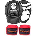 Kit Gorilla Manopla de Foco Aparador de Soco + Bandagem  03 Metros VERMELHO