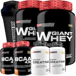 Kit Bodybuilders 2x Whey Protein - Chocolate - 900g + 2x BCAA+ 2x Creatina + Shaker Nao Se Aplica