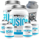 Kit 2x Whey Protein BRN Foods 900g Baunilha + 2x Bcaa 100g + 2x Creatina 100g + Coqueteleira Nao Se Aplica