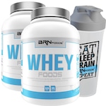 Kit 2x Whey Protein BRN Foods Morango - 900g + Coqueteleira Nao Se Aplica