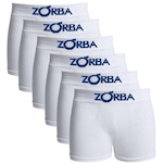 Kit de Cuecas Boxer Zorba sem Costura 678 com 6 unidades - Infantil BRANCO