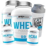 Kit 2x Whey Protein BRN Foods 900g (Morango e Baunilha) + BCAA 100g + Creatina 100g + Coqueteleira Nao Se Aplica